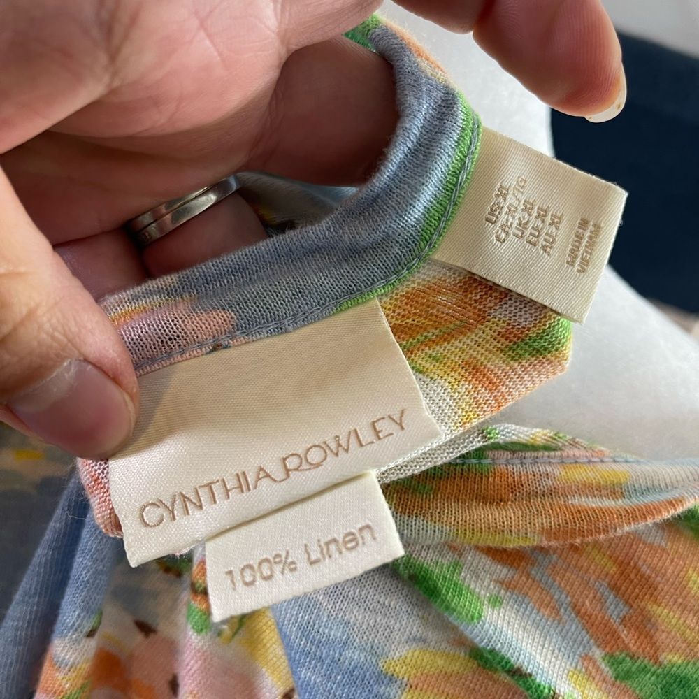 Cynthia Rowley 100% Linen Mediterranean Summer Crop Short Sleeves Top XL - Picture 4 of 7